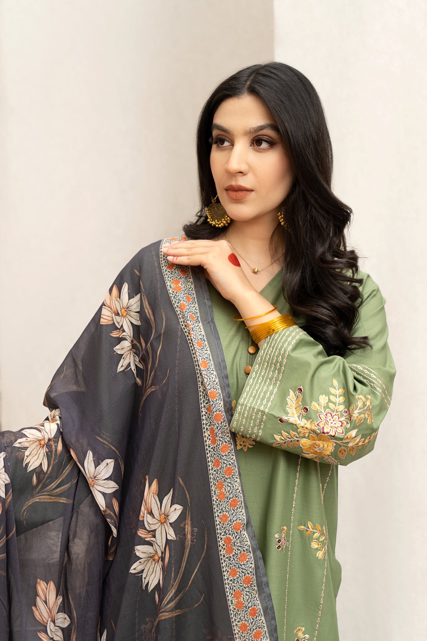 HABIBA – Luxury Embroidered 3-Piece in DHANAK