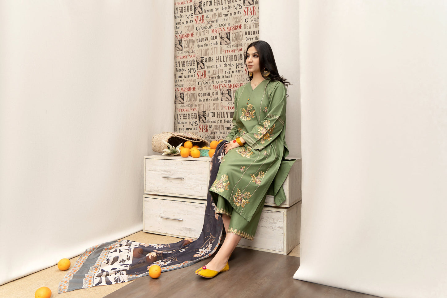 HABIBA – Luxury Embroidered 3-Piece in DHANAK